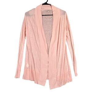 LOFT Womens Sweater Salmon Open Front Long Sleeve Sheer Cardigan Small